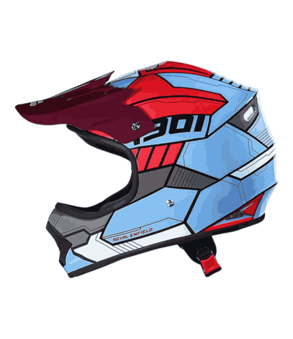Royal Enfield Motocross Kids Helmet Blue