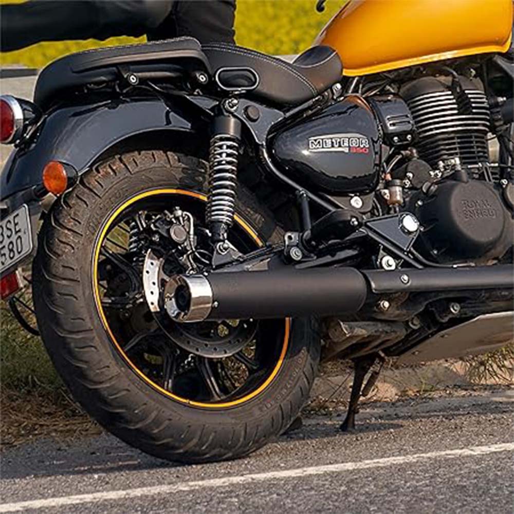 Royal Enfield Black And Silver Straightcut Silencer For Meteor 350