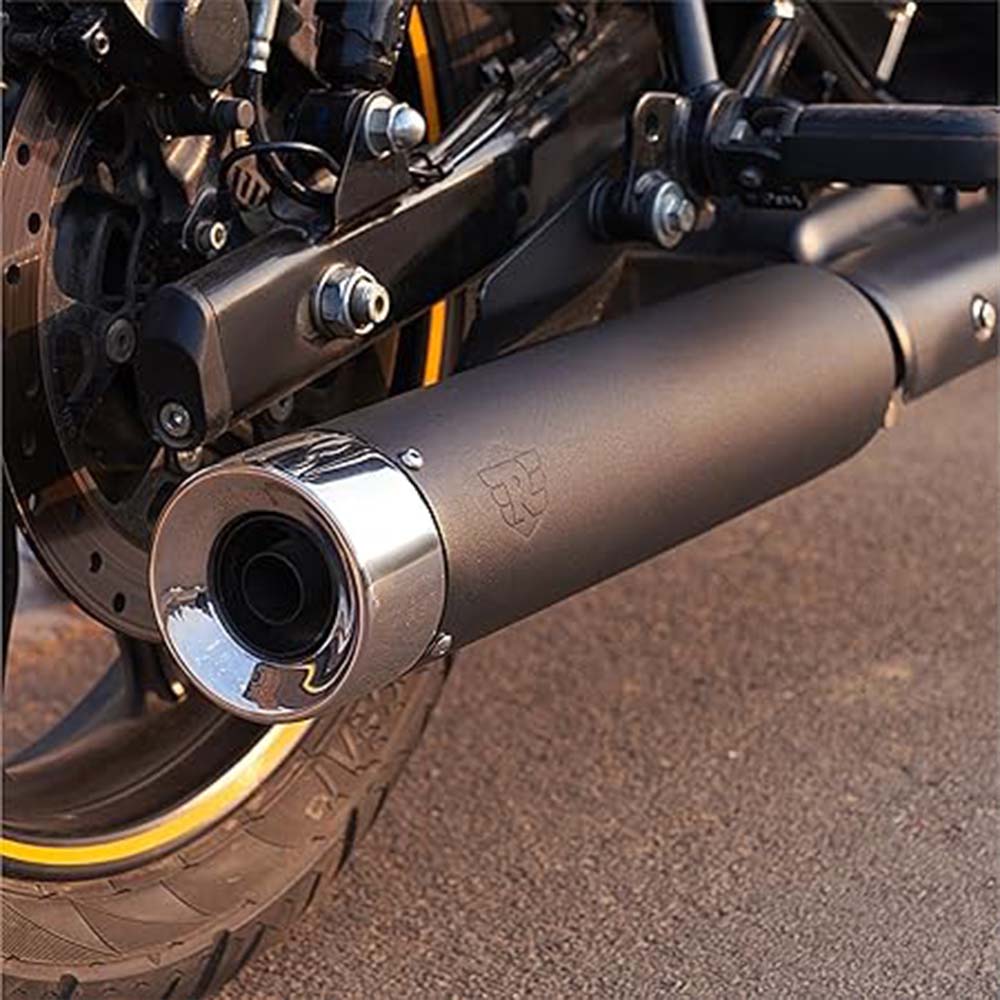 Royal Enfield Black And Silver Straightcut Silencer For Meteor 350