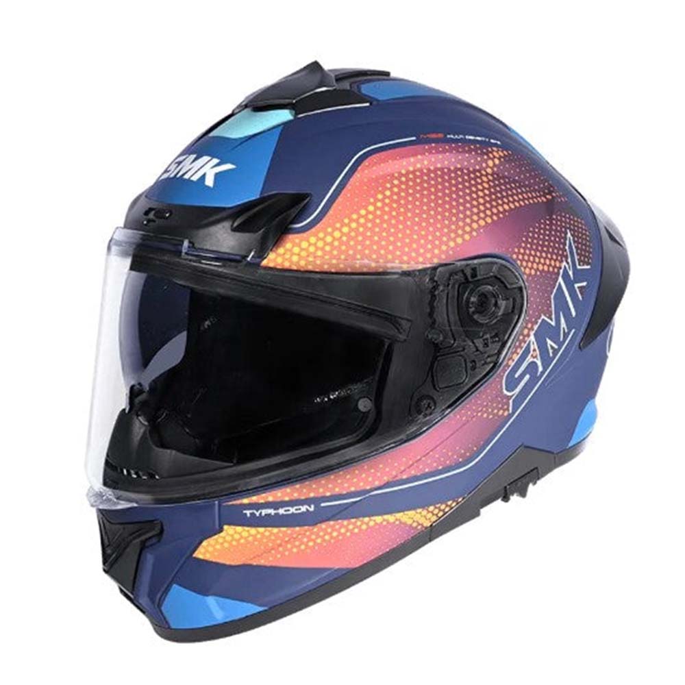 SMK Typhoon Mystic Gloss Blue Yellow (GL554) Helmet