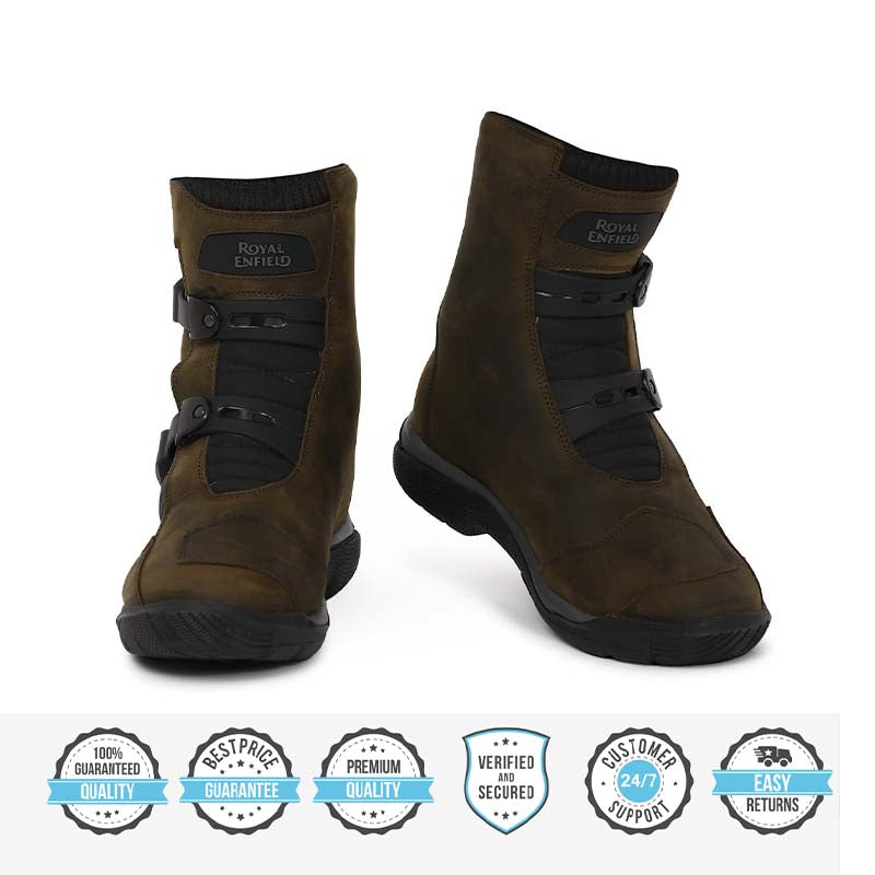 ROYAL ENFIELD STELVIO MID RISE WP RIDING BOOTS BROWN