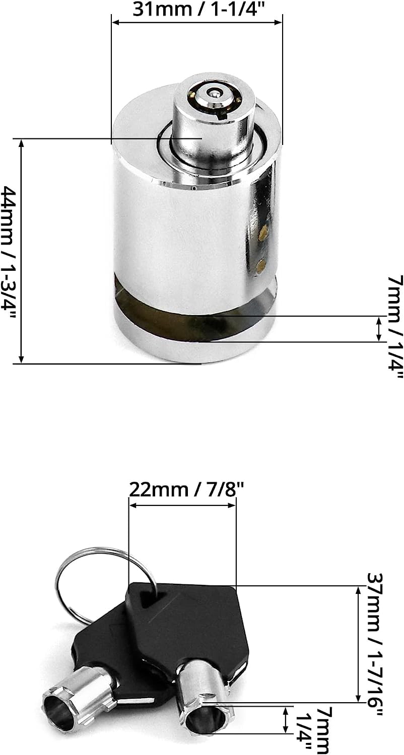Stainless Steel Heavy Duty Painted Finish Disc Brake Anti Theft 7mm Pin Wheel Locking Security Lock for Bike and Motorcycle (Chrome)