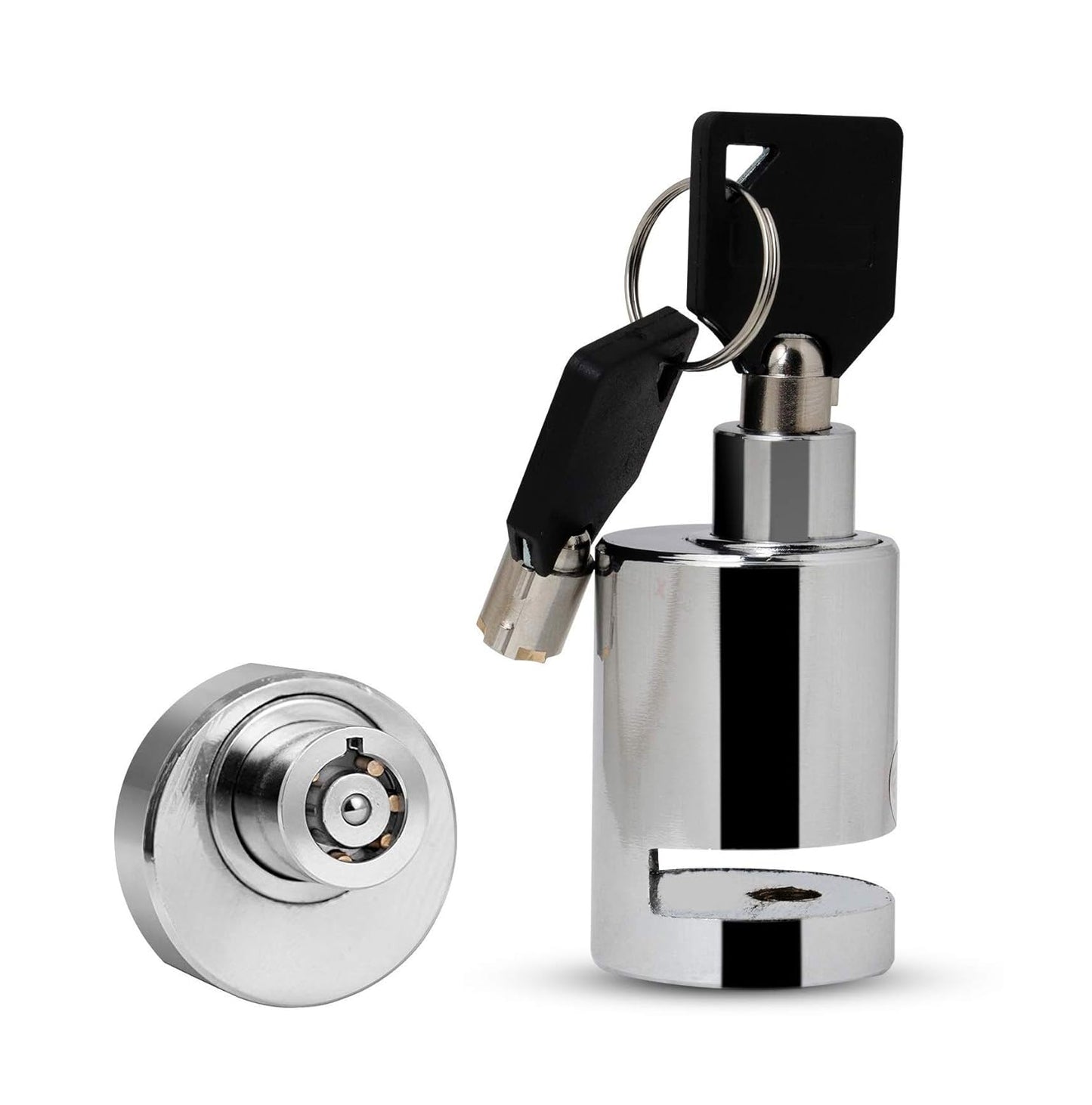 Stainless Steel Heavy Duty Painted Finish Disc Brake Anti Theft 7mm Pin Wheel Locking Security Lock for Bike and Motorcycle (Chrome)