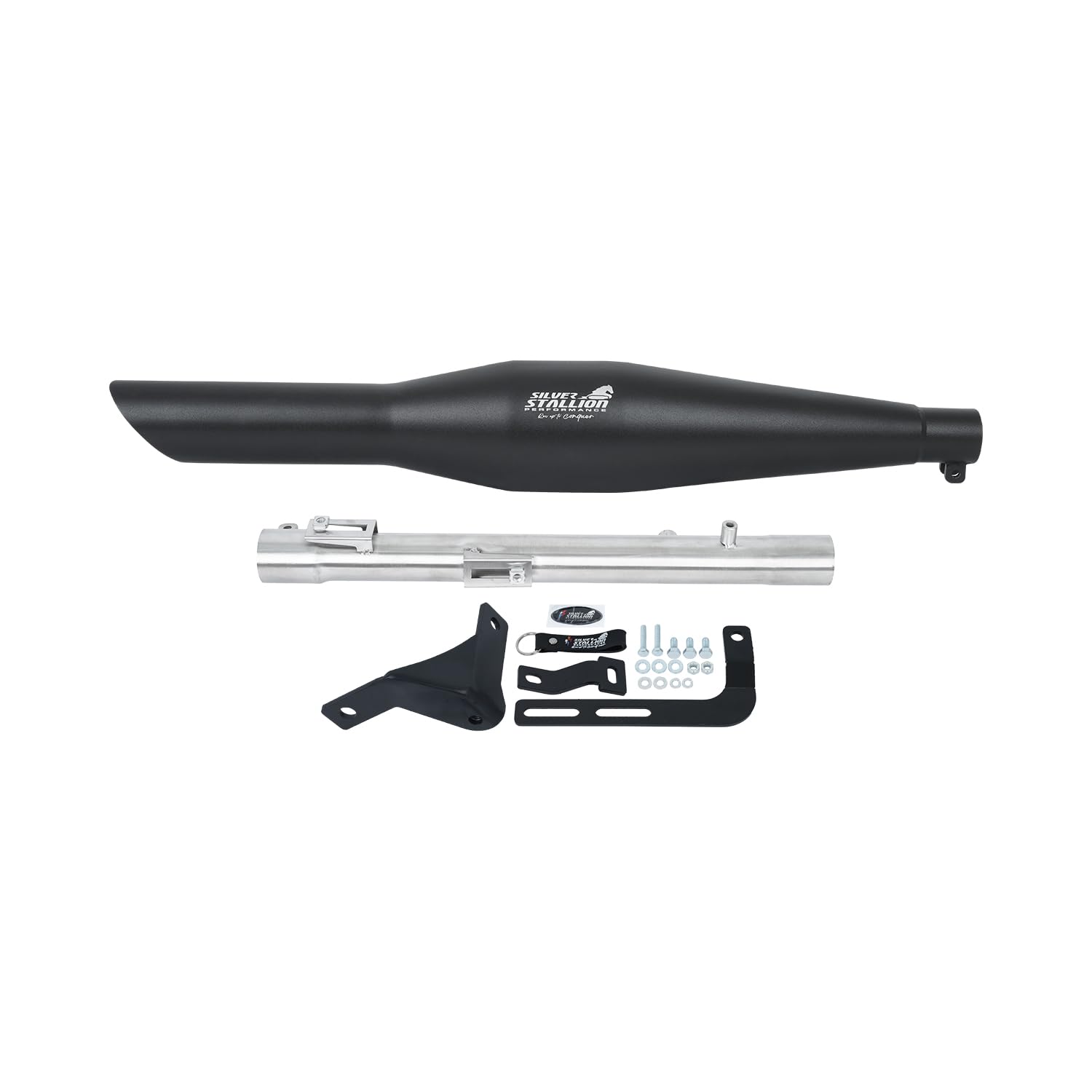 Silver Stallion Performance  Sporty Performance Silencer Exhaust Silver For Royal Enfield New Classic Reborn,Meteor 350