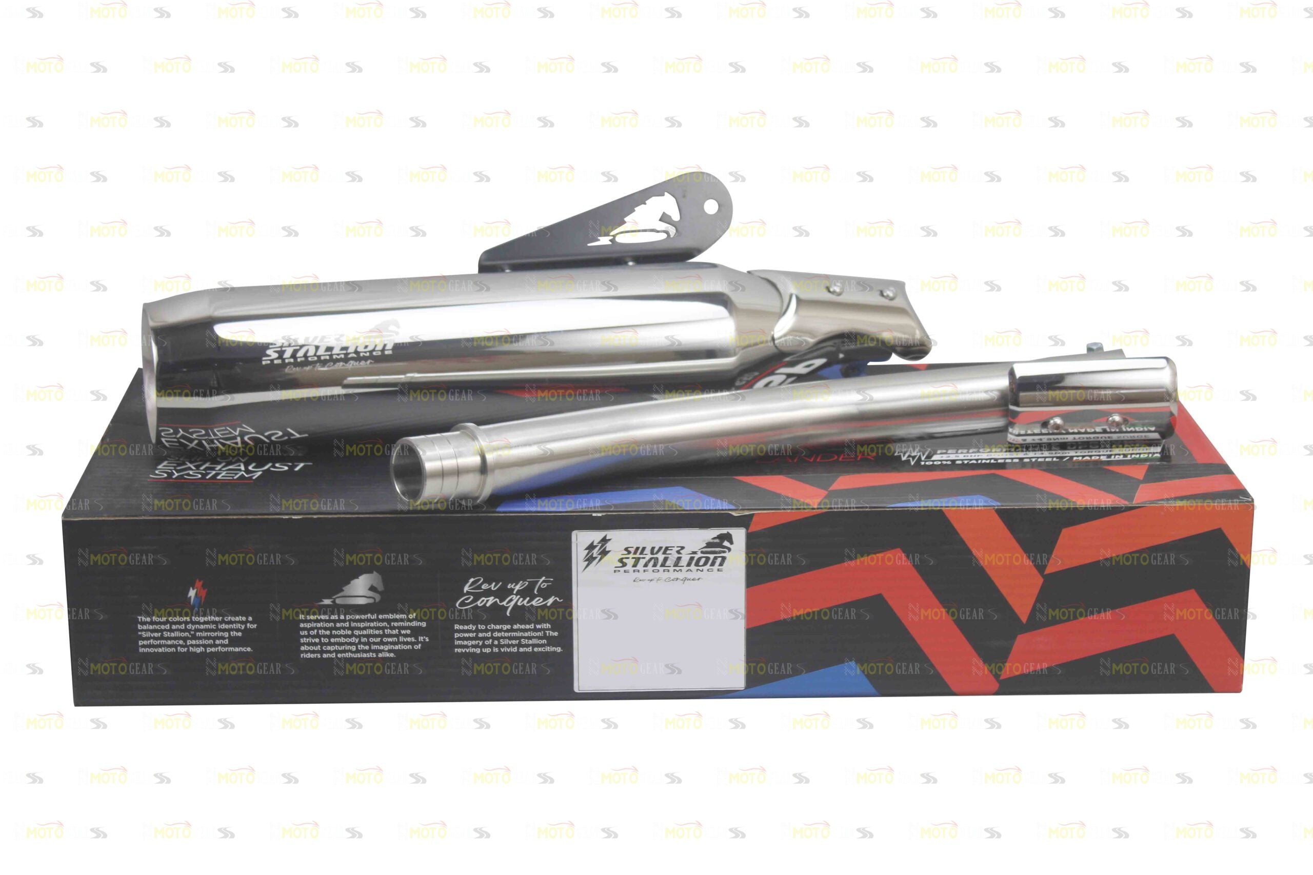 Silver Stallion Performance Outlander Silencer Exhaust Silver For Royal Enfield Bear 650