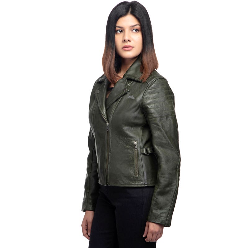 ROYAL ENFIELD THE WILD ONE LEATHER JACKET OLIVE