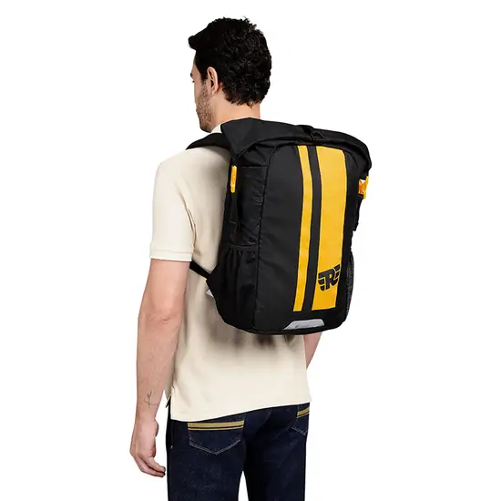 ROYAL ENFIELD THIK & THIN STRIPES ROLL TOP BACKPACK YELLOW