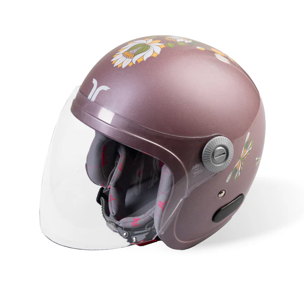 LOTUS ROSE GOLD JET WOMEN OPEN FACE/HALF FACE HELMET SIZE -M