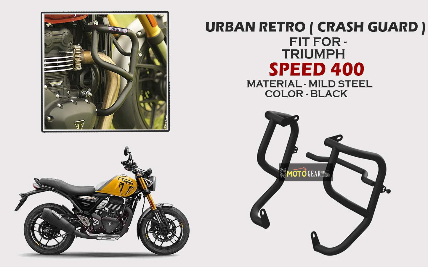 MOTO TORQUE CRASH GUARD URBAN RETRO FOR TRIUMPH SPEED & SCRAMBLER 400