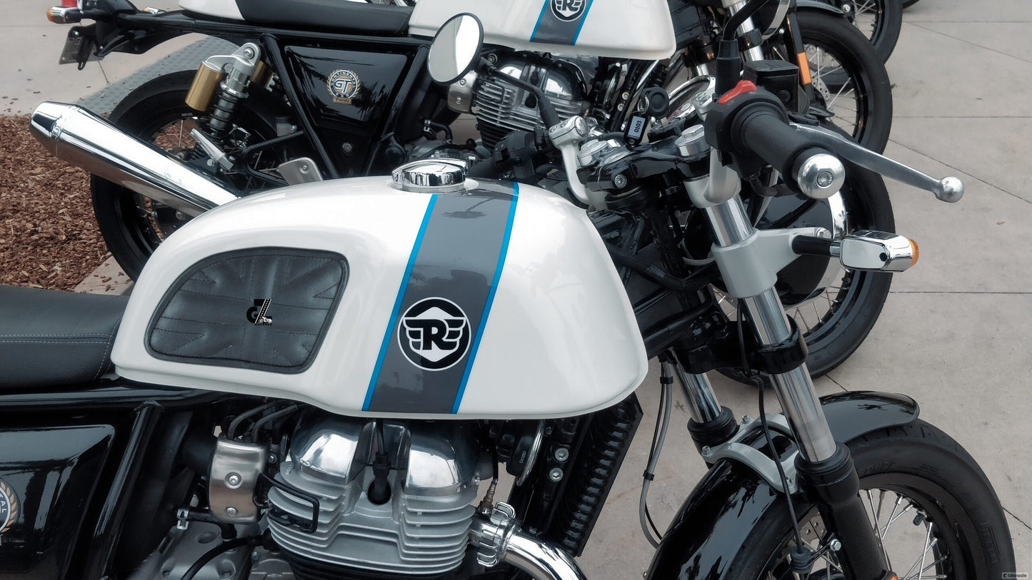 Leather Union Jack Black Tank Pad with Black Thread Genuine Leather for Royal Enfield Continental Gt 650