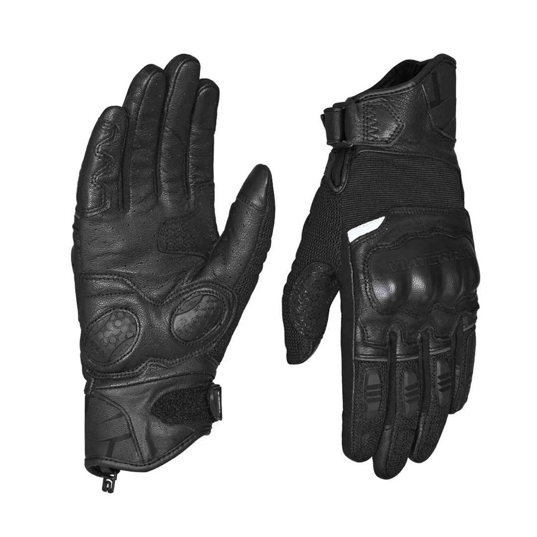 VIATERRA HOLESHOT SHORT MOTORCYCLE RIDING GLOVES BLACK FOR MEN