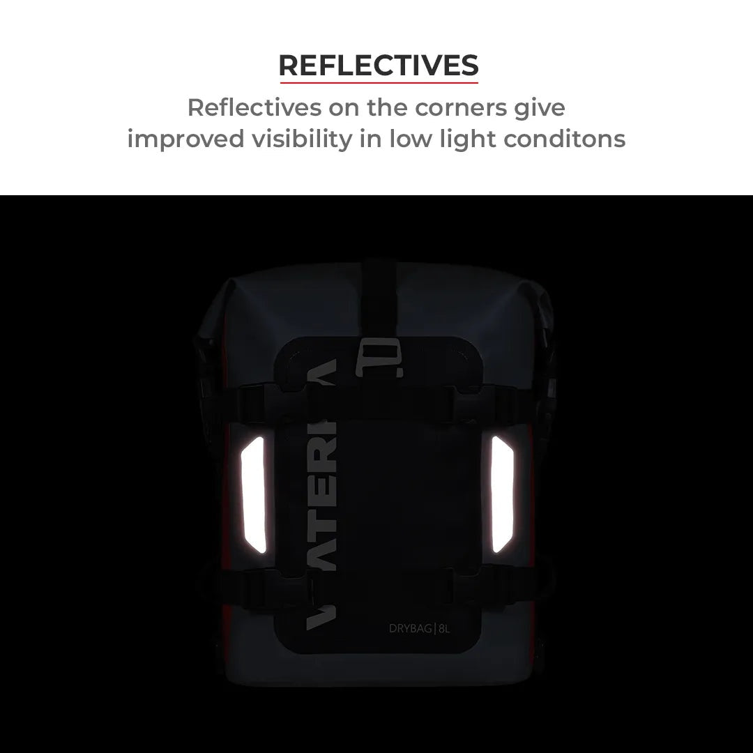 ViaTerra DryBag 8L 100% Waterproof Motorcycle Tailbag Rear rack bag Universal with versatile mounting