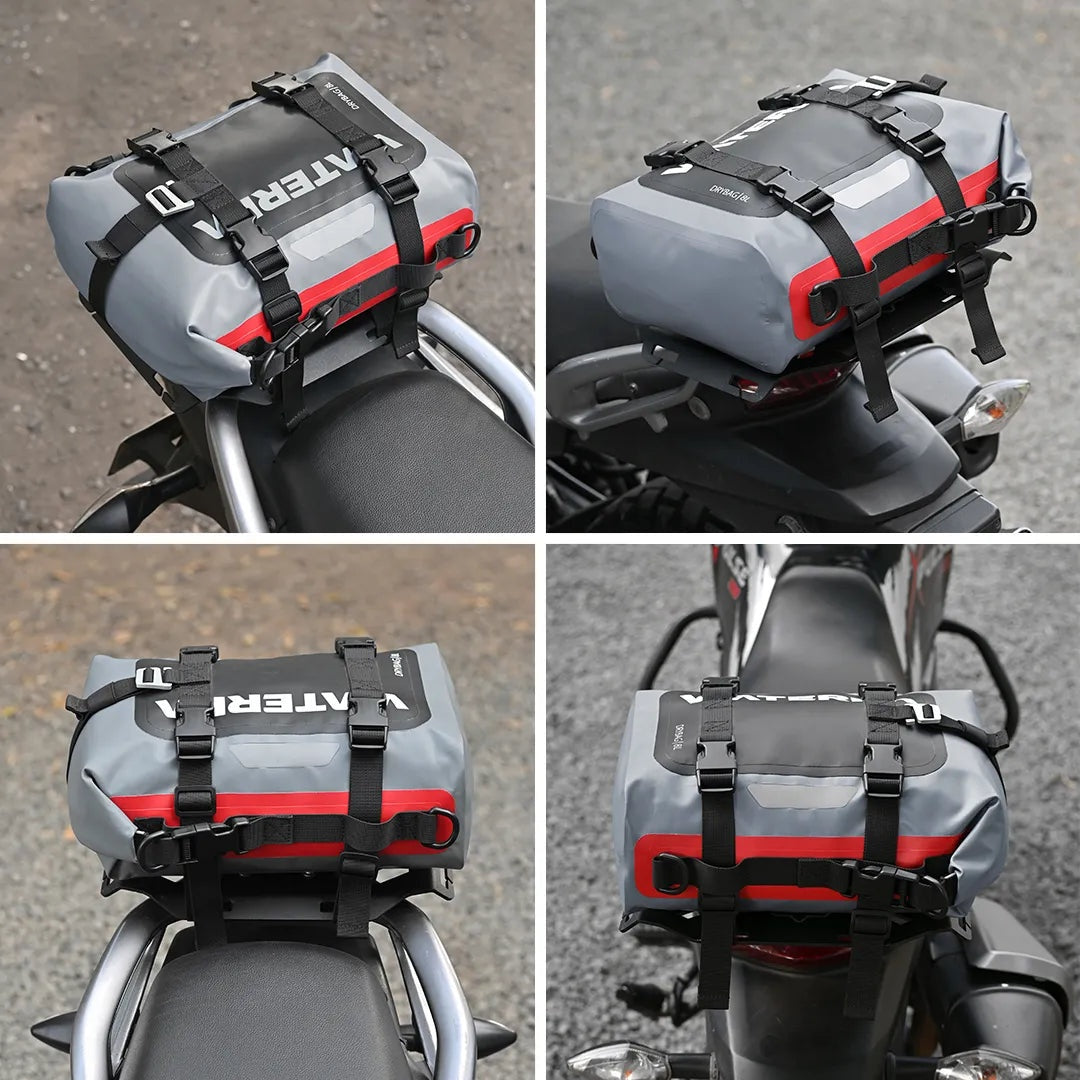 ViaTerra DryBag 8L 100% Waterproof Motorcycle Tailbag Rear rack bag Universal with versatile mounting