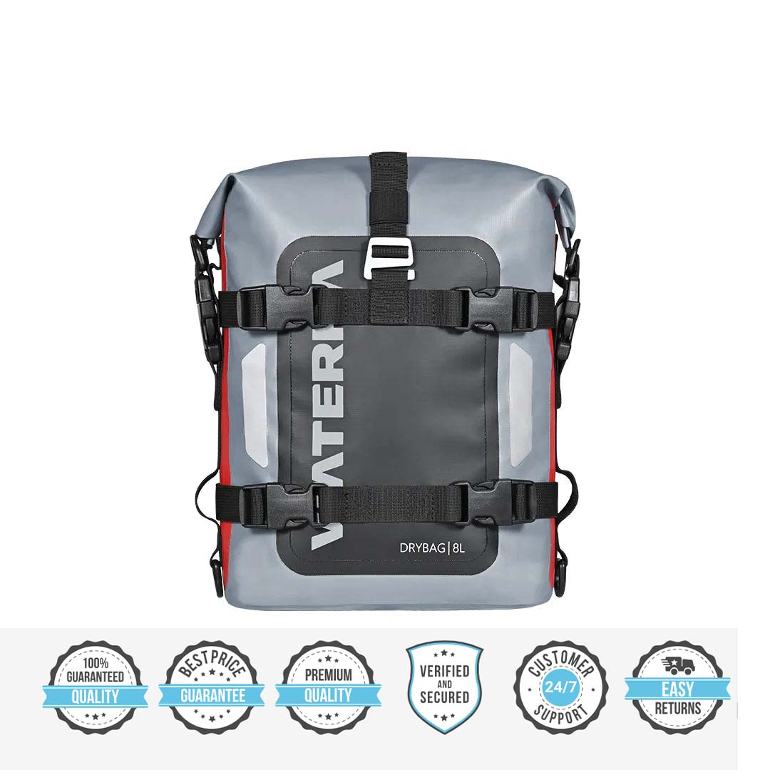 ViaTerra DryBag 8L 100% Waterproof Motorcycle Tailbag Rear rack bag Universal with versatile mounting