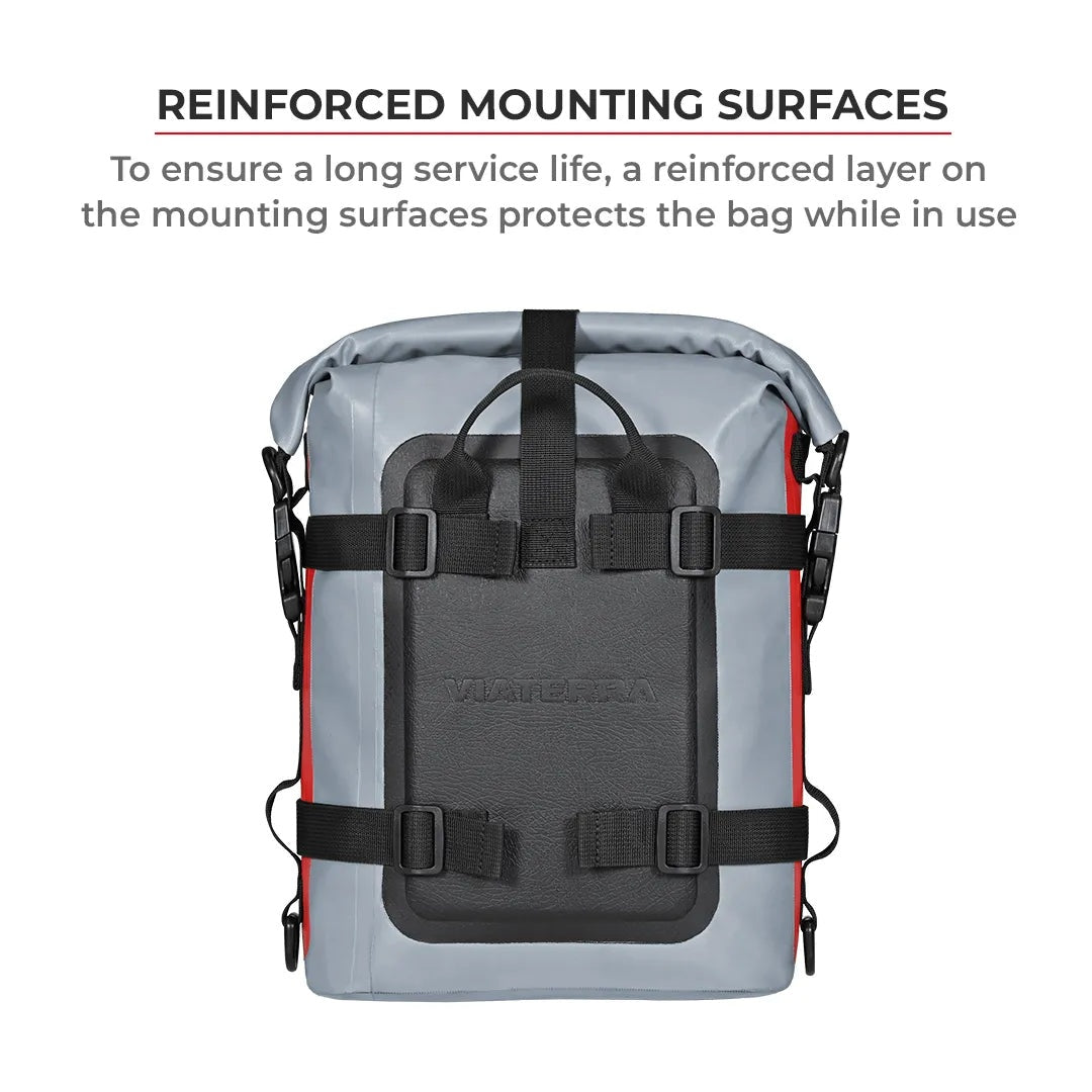 ViaTerra DryBag 8L 100% Waterproof Motorcycle Tailbag Rear rack bag Universal with versatile mounting