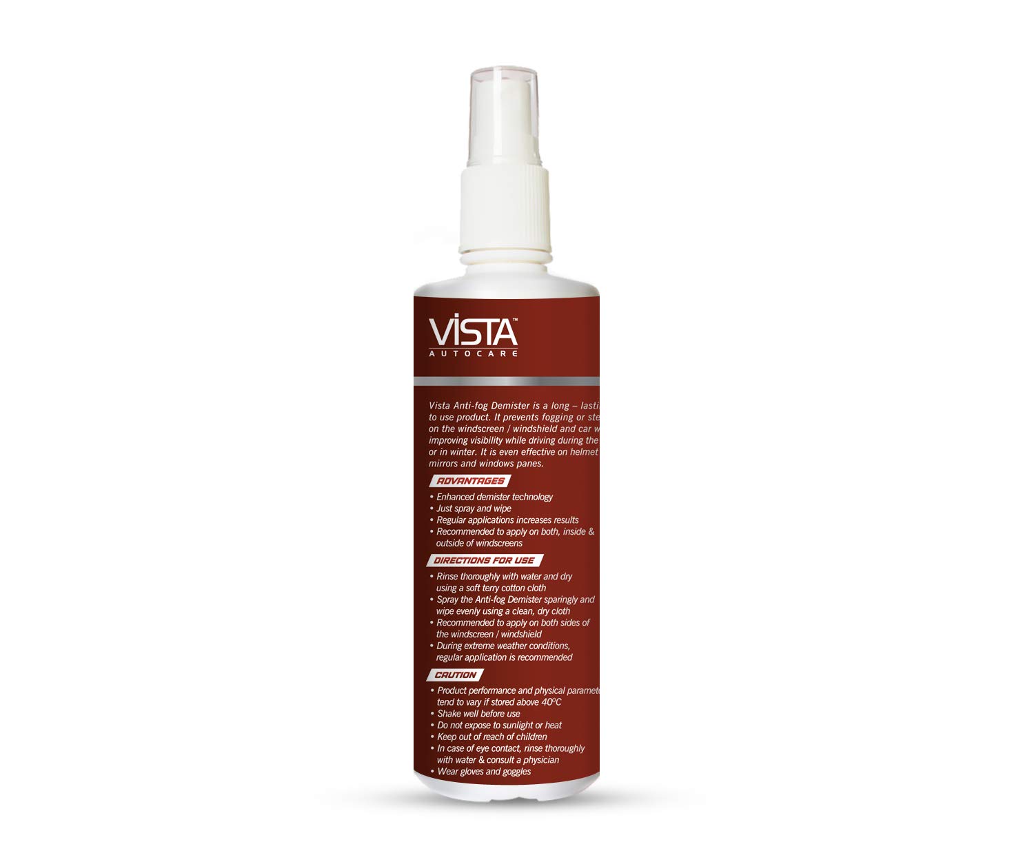 Vista Auto Care Anti Fog Demister 250ml Anti Fog Spray for Windscreen Anti Fog Spray for Car and Helmet