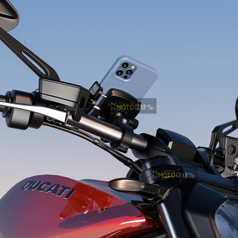 Philomex Universal Motorcycle Scooter Clip On Mobile Holder Blue