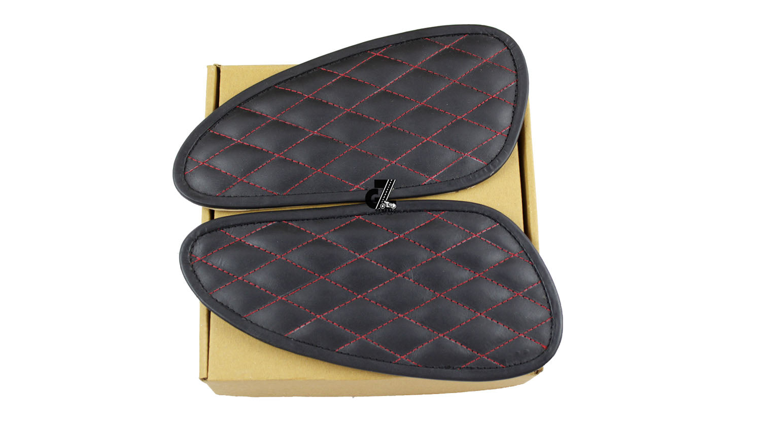 Leather Dimand Black Tank Pad with Red Thread Genuine Leather for Royal Enfield Interceptor 650