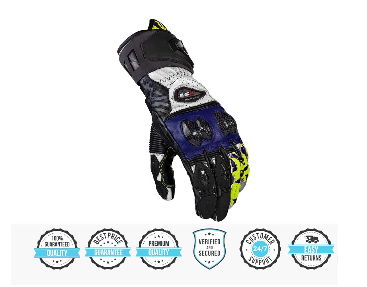 LS2 Feng Racing Gloves Black Blue