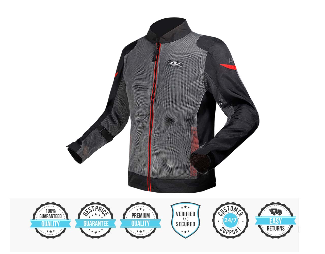 LS2 Airy Man Jacket Grey Black Red