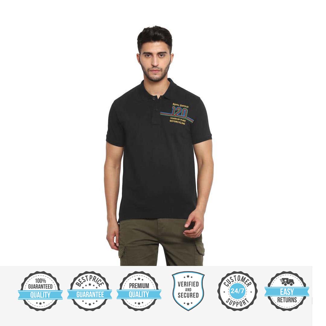 ROYAL ENFIELD 120TH YEAR MEN'S POLO TSHIRT BLACK