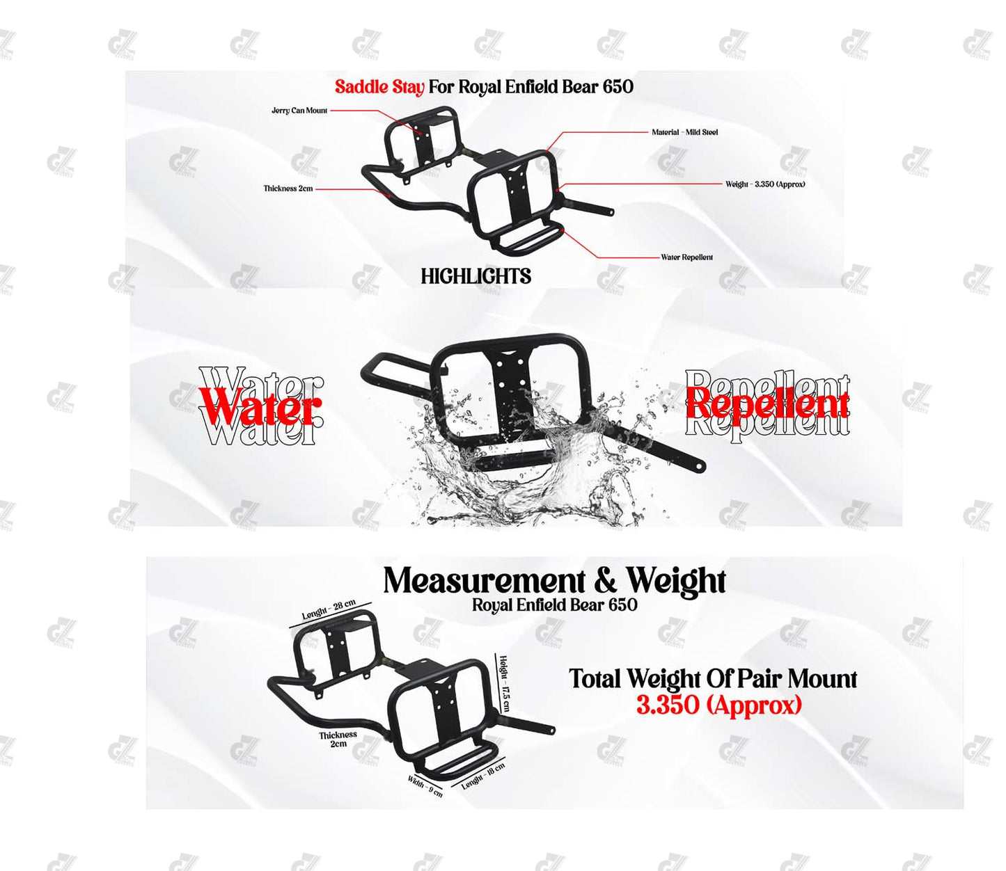 Black Saddle Stay Pair Right & Left Compatible with Royal Enfield Bear 650