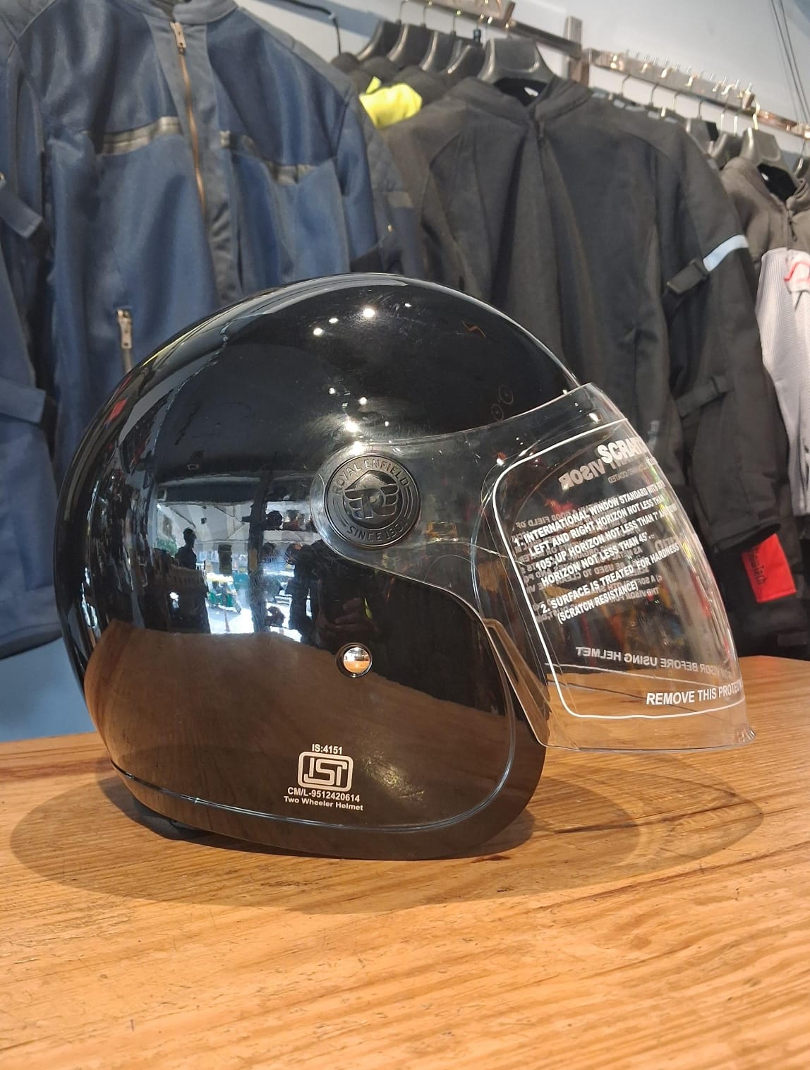 Royal Enfield Black Helmet With Long Visor