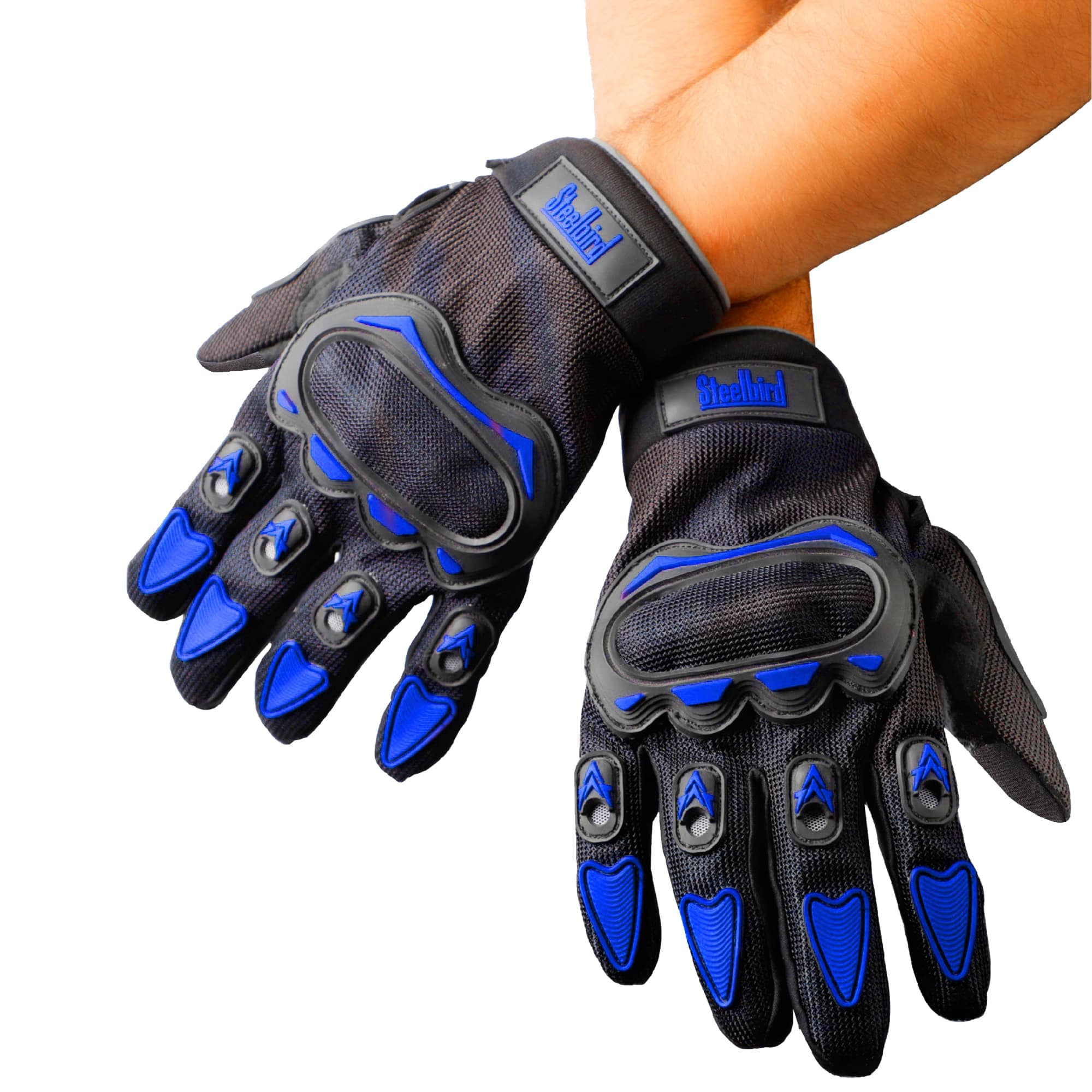 STEELBIRD RIDING GLOVES BLACK & BLUE