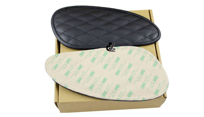 Leather Diamond Black Tank Pad with Black Thread Genuine Leather For Royal Enfield Interceptor 650