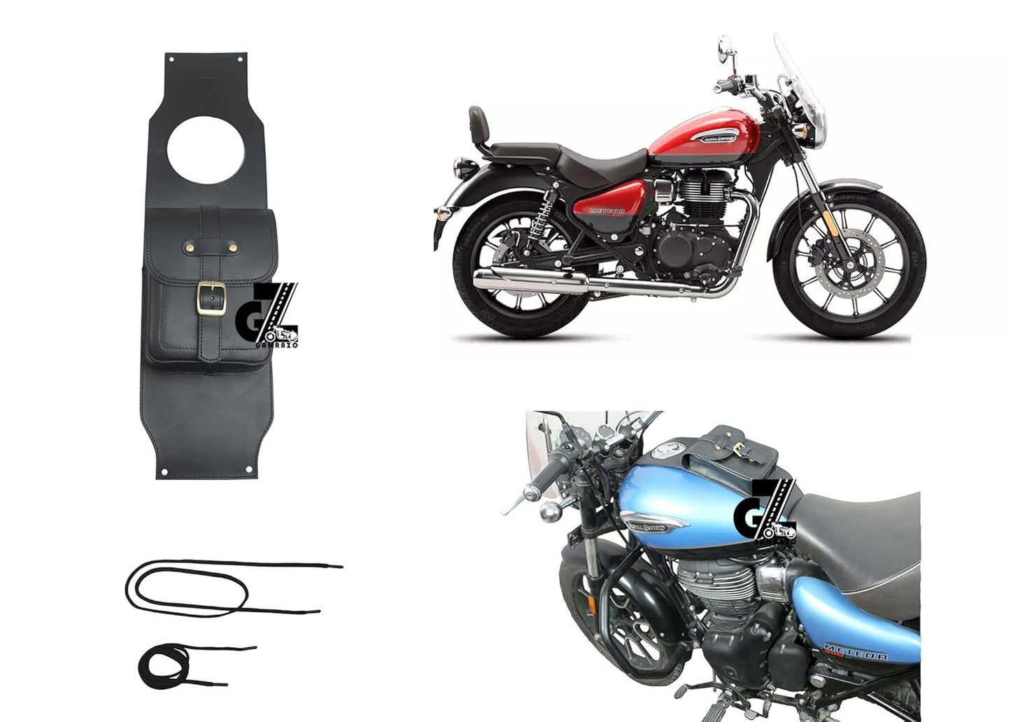 Genuine Leather Tank Strap Bag Compatible with Royal Enfield Meteor 350