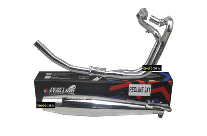 Silver Stallion Performance 2 in 1 Redline Silver Exhaust Silencer For Interceptor & Continental GT 650 Bear 650