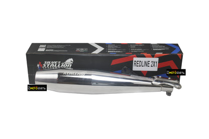 Silver Stallion Performance 2 in 1 Redline Silver Exhaust Silencer For Interceptor & Continental GT 650 Bear 650