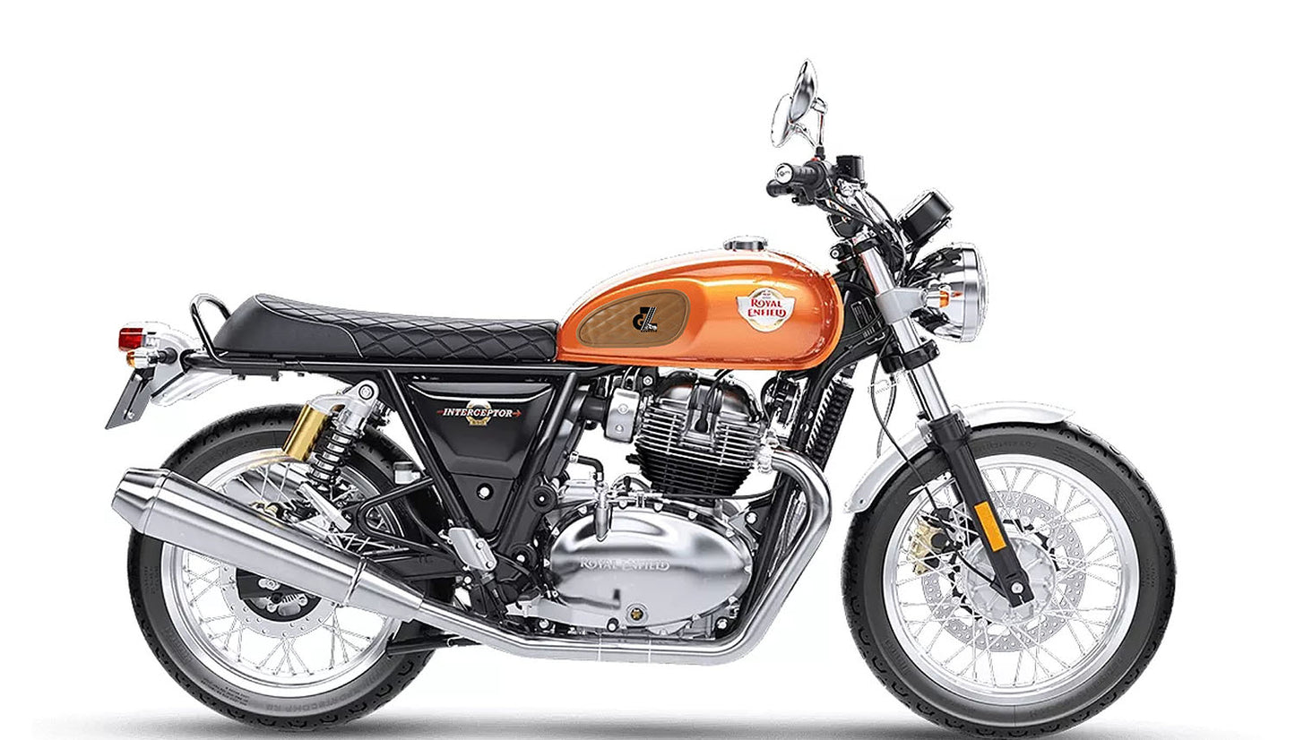 Leather Dimond Tan Tank Pad with Tan Thread Genuine Leather for Royal Enfield Interceptor 650