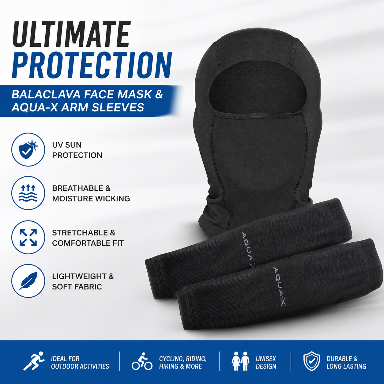 Balaclava & Arm Sleeves for Men & Women Full Face Mask for Bikers Helmet Liner & Head Cover Breathable Mask for Motorcycle Riding & Cycling
