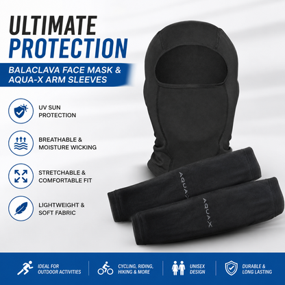 Balaclava & Arm Sleeves for Men & Women Full Face Mask for Bikers Helmet Liner & Head Cover Breathable Mask for Motorcycle Riding & Cycling