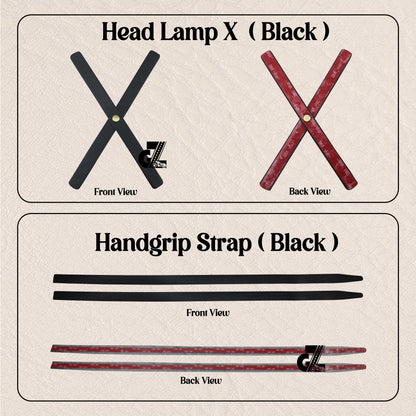 Leather Sticker Handgrip Straps & Head Lamp X Black For All Royal Enfield Motorcycle