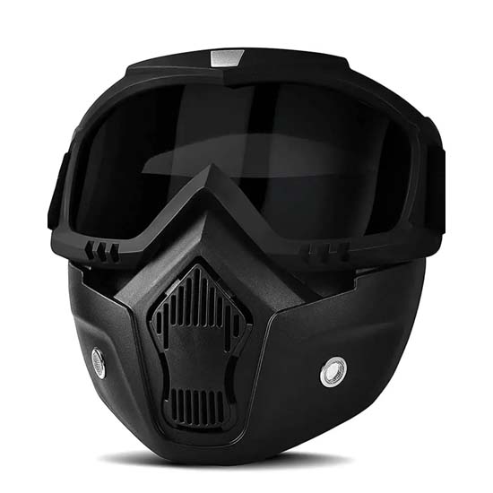 Goggle Mask Anti Scratch UV Protective Open Face & Eyewear Windproof Dirt Shield Adjustable Strap Soft Foam Padded Detachable for Cycling Bike Off Road Racing Riding Unisex Black