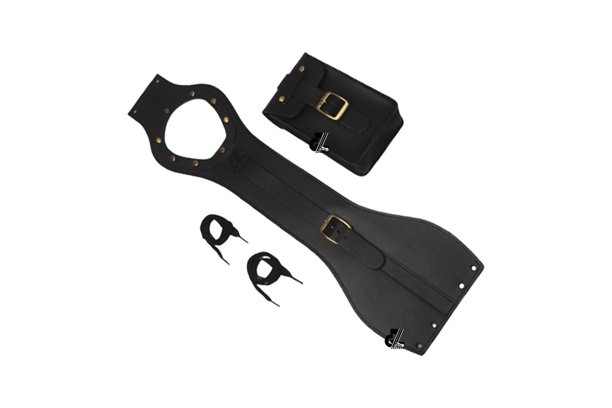 Genuine Leather Motorcycle Tank Strap with Pouch Compatible with Honda Hness CB350