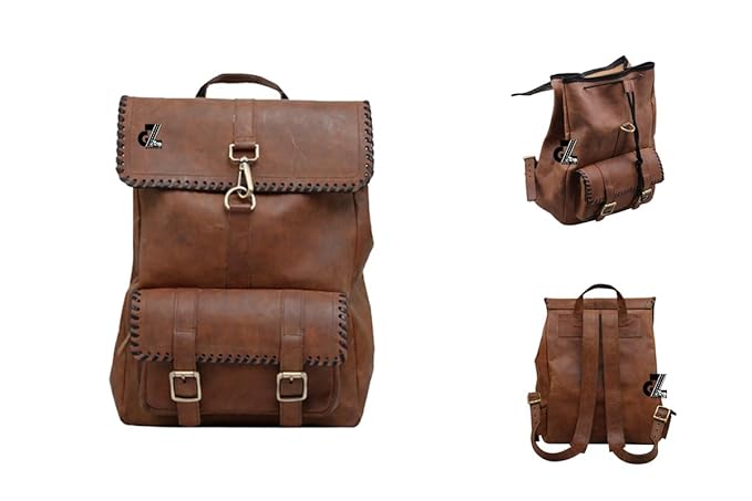Genuine Leather Vintage Backpack Large Capacity Travel Bag /Professional Use (Brown)