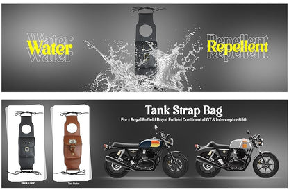 Genuine Leather Tank Strap Bag Compatible with Royal Enfield Continental GT & Interceptor 650