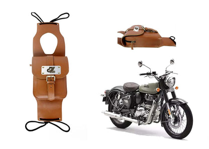 Genuine Leather Tank Strap Bag Compatible with Royal Enfield New Classic Reborn 350