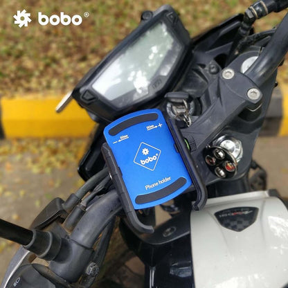 BOBO BM4 Jaw-Grip Bike MotorcycleScooter Mobile Phone Holder Mount, Ideal for Maps and GPS Navigation (Blue)