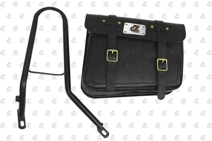 Leathe Saddle Pannier Bag Pair Black Color with Mount for Interceptor & Continental Gt 650