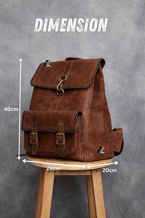 Genuine Leather Vintage Backpack Large Capacity Travel Bag /Professional Use (Brown)