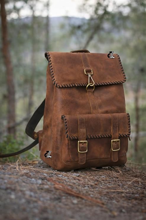 Genuine Leather Vintage Backpack Large Capacity Travel Bag /Professional Use (Brown)