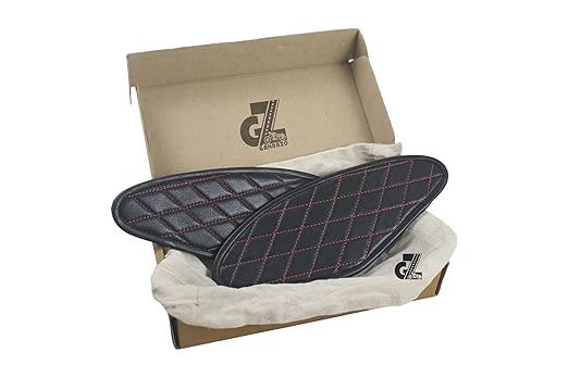 Genuine Leather Diamond Black Tank Pads with Black Thread Compatible with Royal Enfield Hunter 350