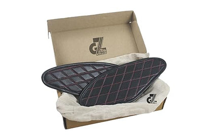 Genuine Leather Diamond Black Tank Pads with Black Thread Compatible with Royal Enfield Hunter 350