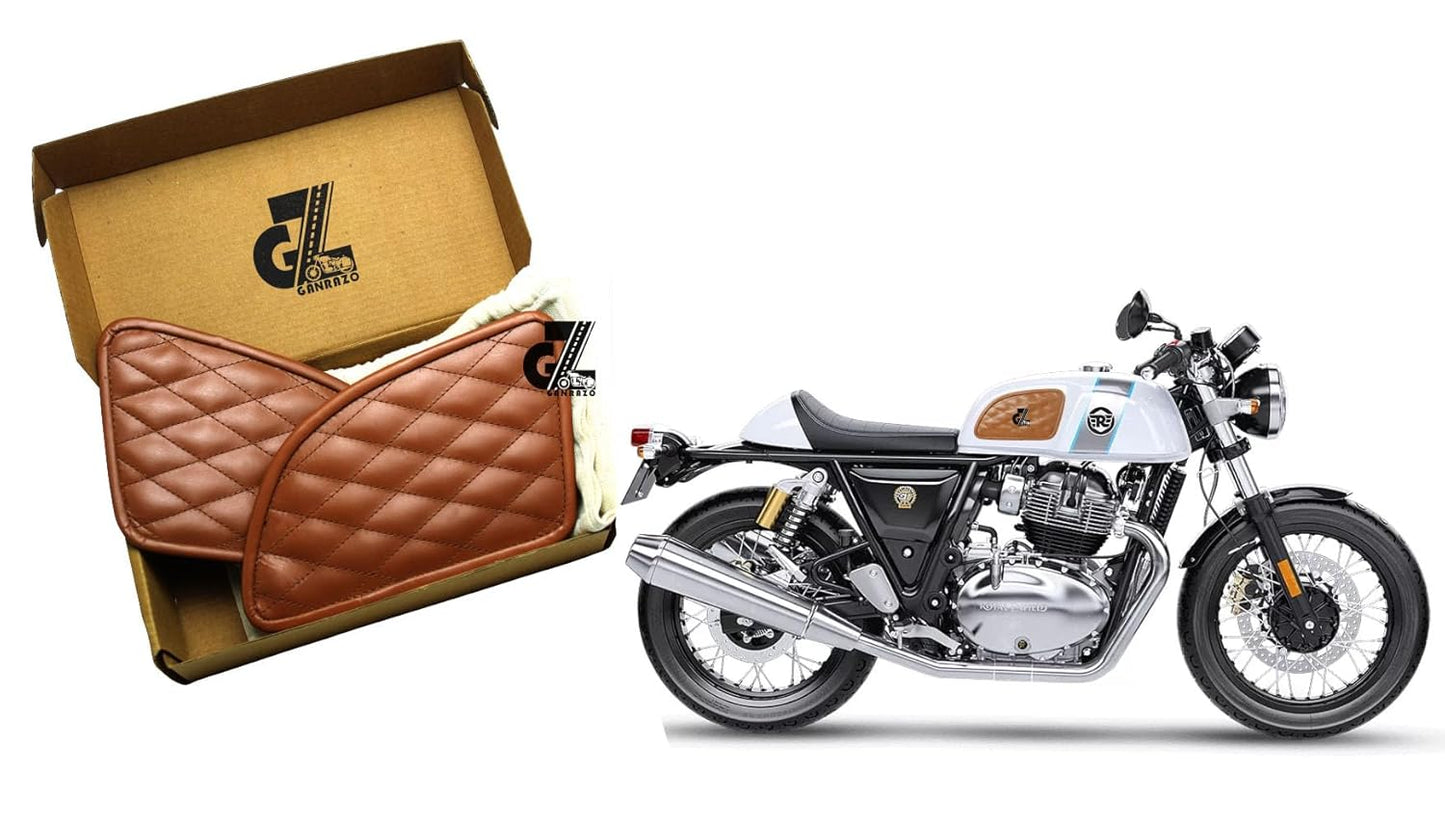 Genuine Leather Diamond Tank Pads For Royal Enfield Continental GT 650
