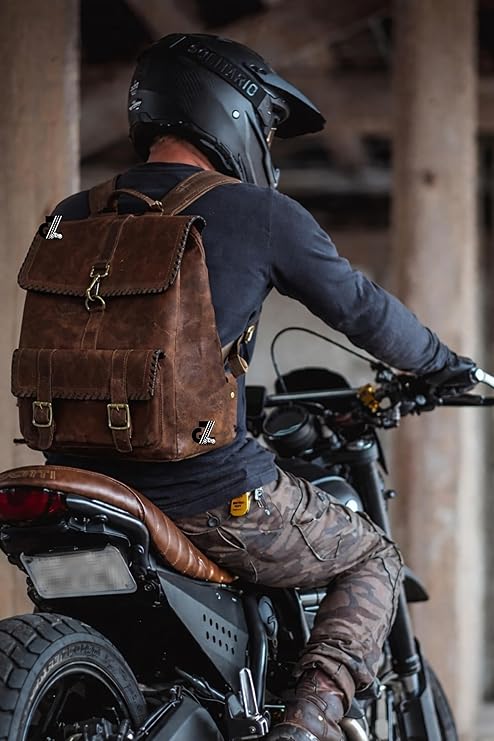 Genuine Leather Vintage Backpack Large Capacity Travel Bag /Professional Use (Brown)