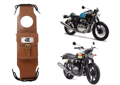 Genuine Leather Tank Strap Bag Compatible with Royal Enfield Continental GT & Interceptor 650